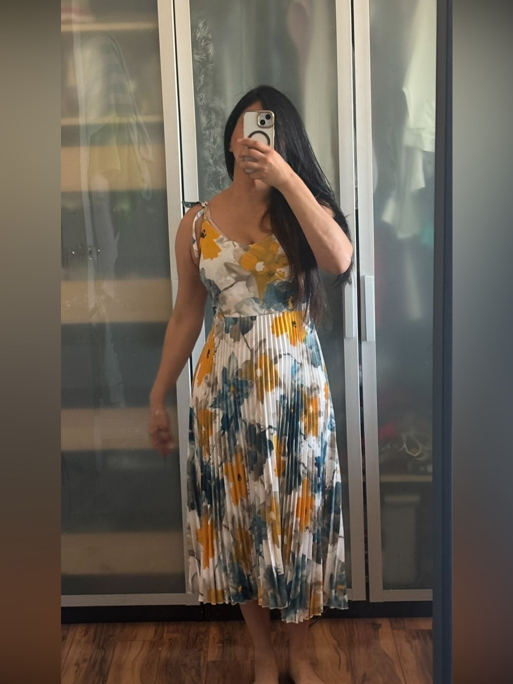 Floral Pleated Midi Dress